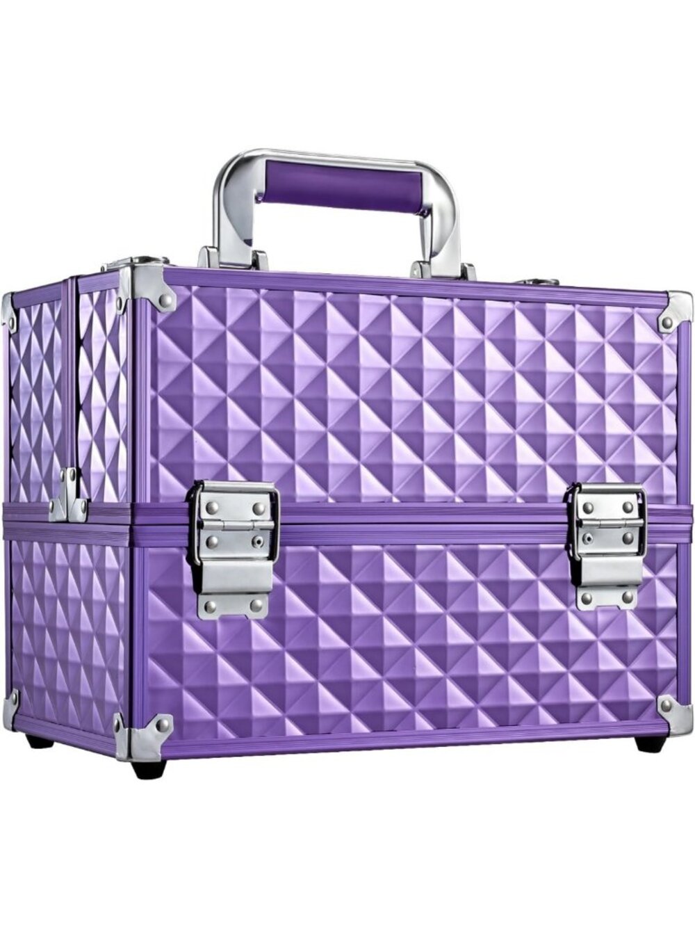 Portable 12" Makeup Train Case - 6 Tier Cosmetic Organizer with Lock & Keys
